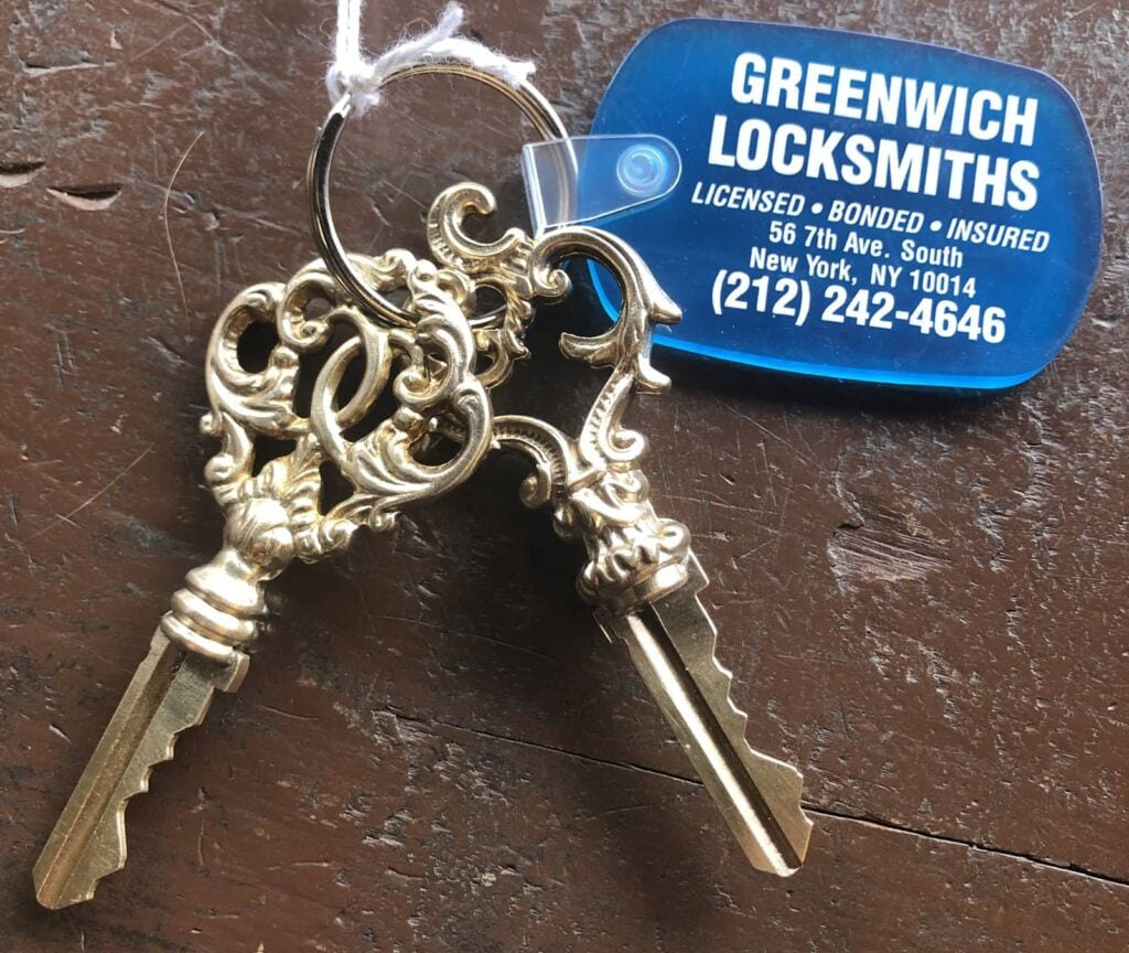 A pair of castle keys made at Greenwich Locksmiths
